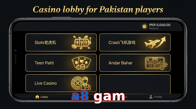 Lobby view of A8 Gam for Pakistan users